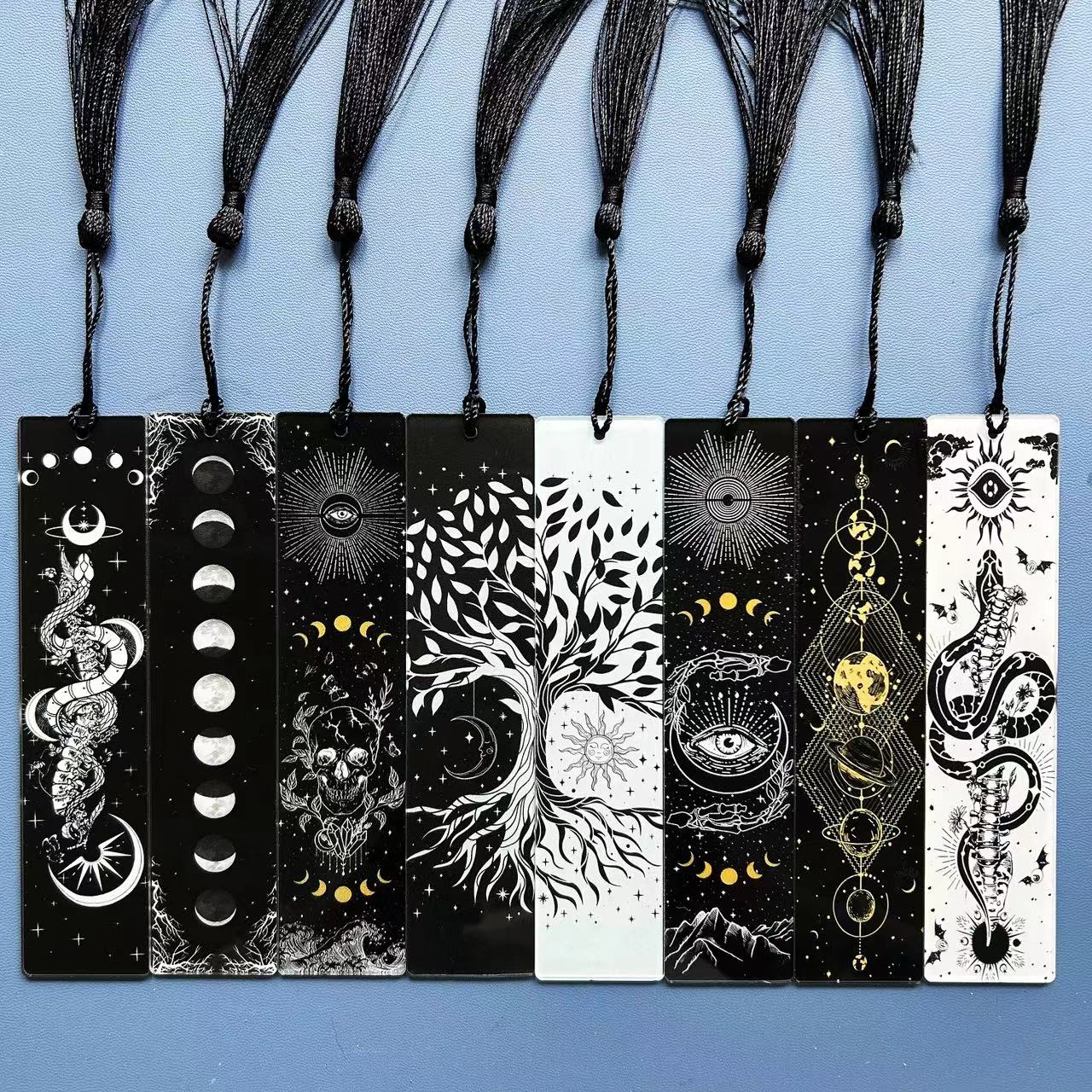 8-delige acrylbladwijzers voor boekleesliefhebbers. Maanfase, Tree of Life-patroon, waterdicht en niet gemakkelijk te breken
