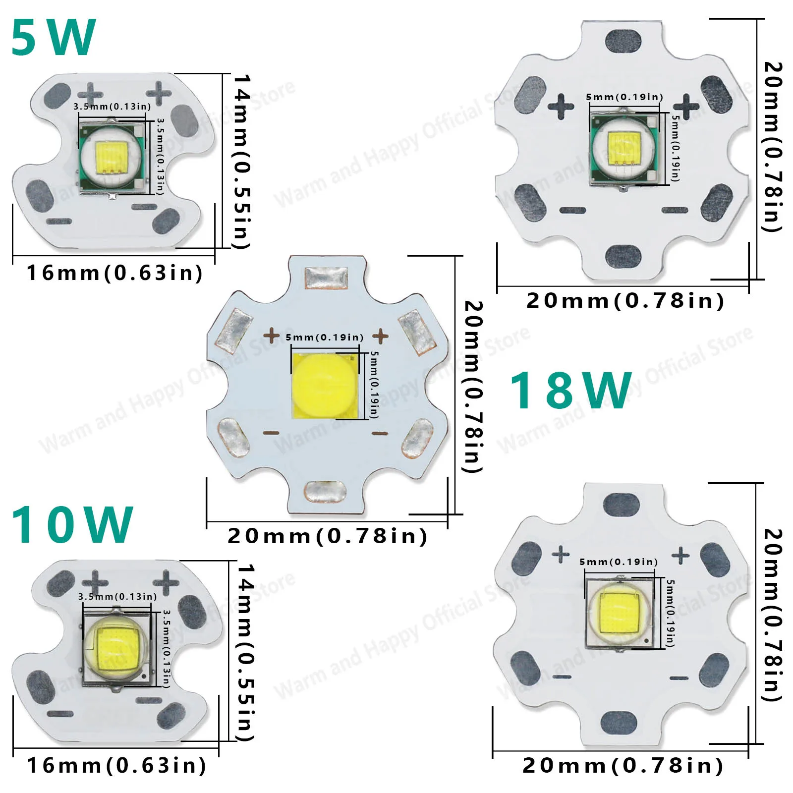 Części do lamp LED o dużej mocy 3W 5W 10W 18W T6 XML2 DIY 3.5*3.5mm/5*5mm XHP50 LED 3V do akcesoriów rowerowych, lamp przednich