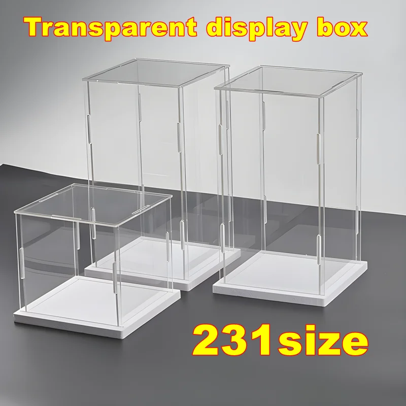 Caja de presentación acrílica autoensamblada transparente, vitrina de almacenamiento a prueba de polvo, adecuada para modelos de coches/juguetes/colecciones, 1 ud.