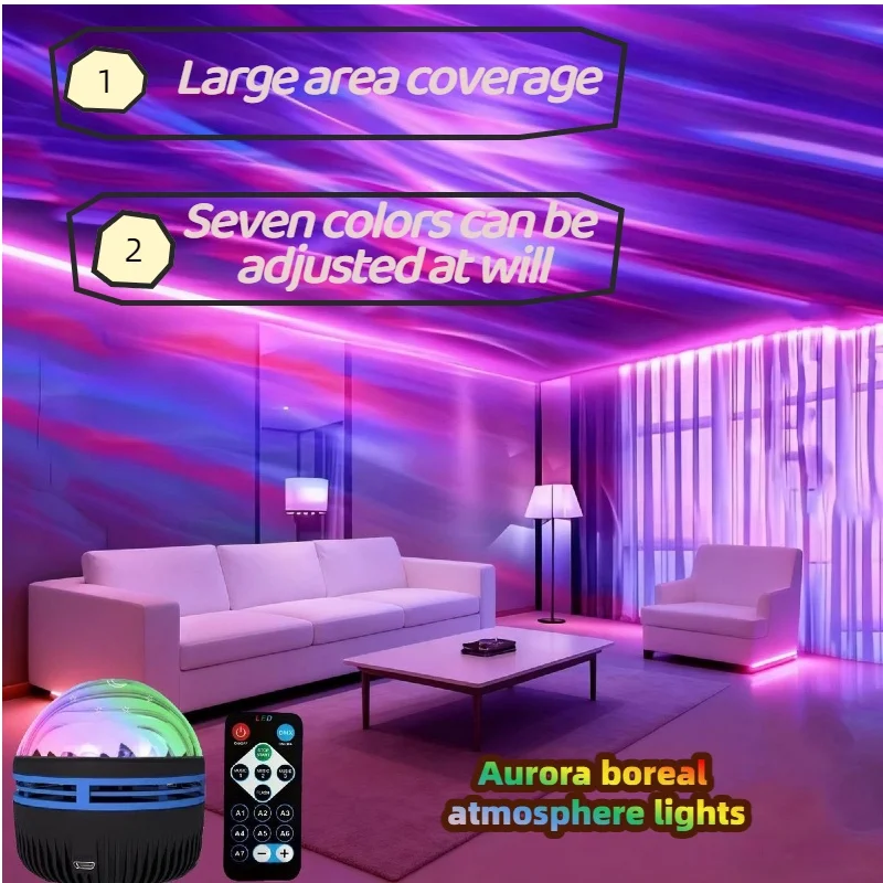 Lámpara de proyector LED de cielo estrellado, luz ondulada de agua alimentada por USB con Control remoto, lámpara de escritorio de cristal RGB Multicolor, decoración del hogar, 1 ud.