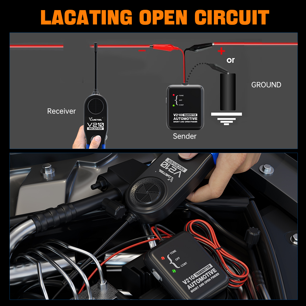 VDIAGTOOL V210 probador de circuito automotriz Cable de reparación de automóviles rastreador de cables de circuito analizador 6-42V comprobador de buscador abierto corto