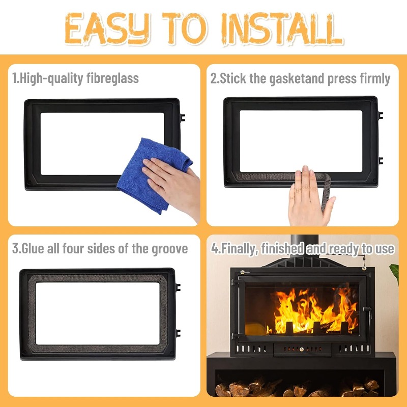 Junta de vedação de corda plana de 10/12mm, junta de substituição de fogão a lenha, junta autoadesiva de fibra de vidro para lareira, fogão a carvão