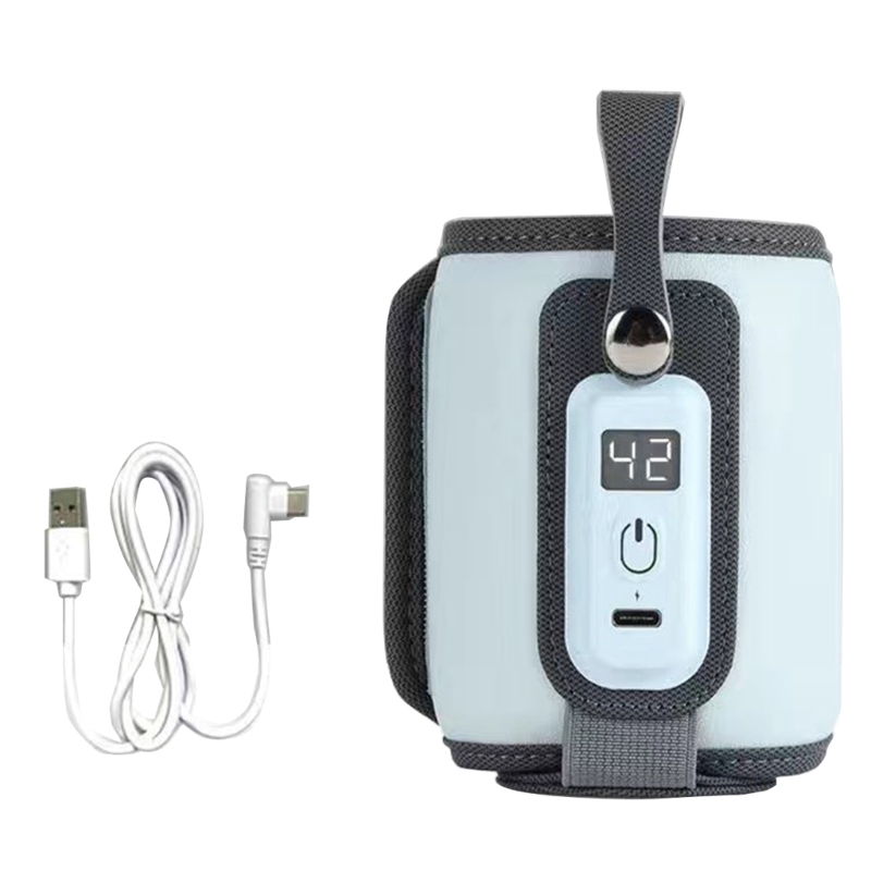 W3JF calentador de biberones para bebé, dispositivo portátil de viaje en coche, USB, buen aislamiento térmico, 5 engranajes, ajustable y duradero, 38 °C-52 ℃