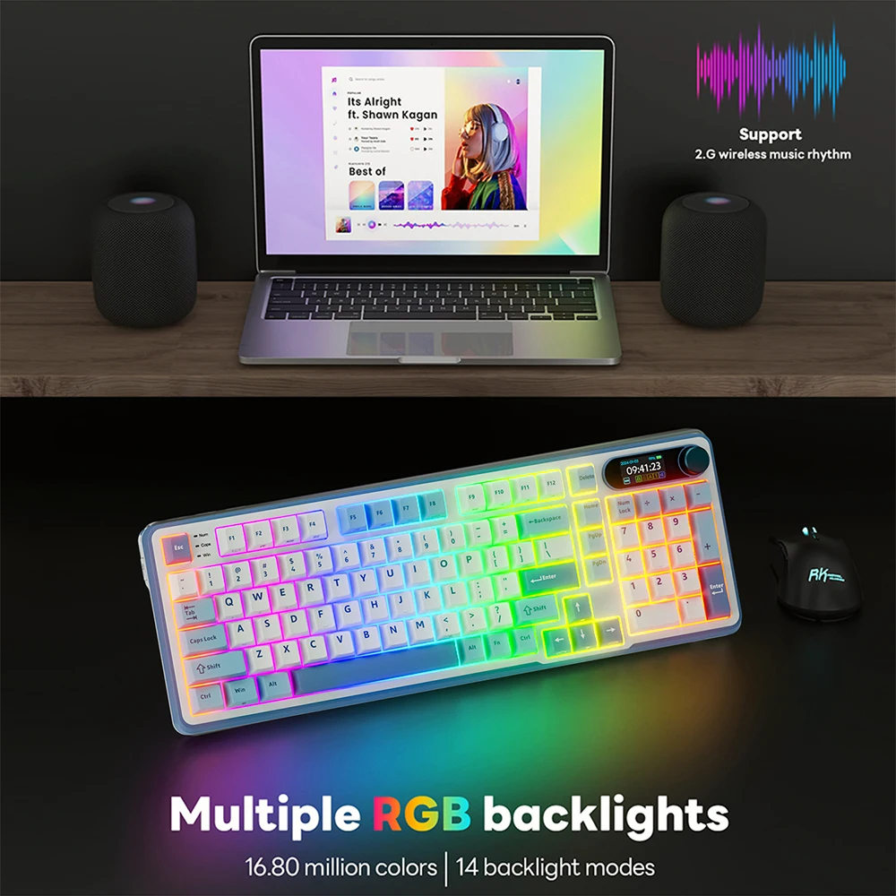RK ROYAL KLUDGE S98 Mechanical Keyboard Top Mount TFT Screen 98 Keys RGB BT5.0/2.4G/USB-C Wireless Gamer Keyboard Hot Swappable