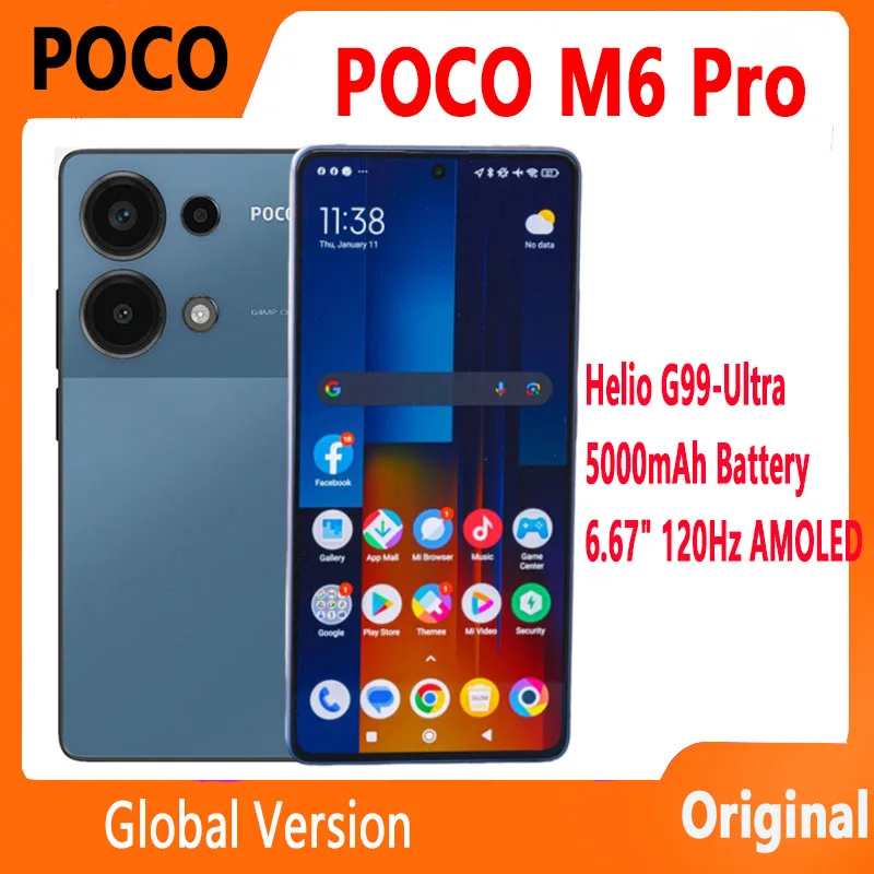 【Estreia mundial】POCO M6 Pro Smartphone 5000mA 67W carregamento com fio Helio G99 Ultra 6.67 Fluxo AMOLED 120Hz AMOLED 64MP Câmera NFC
