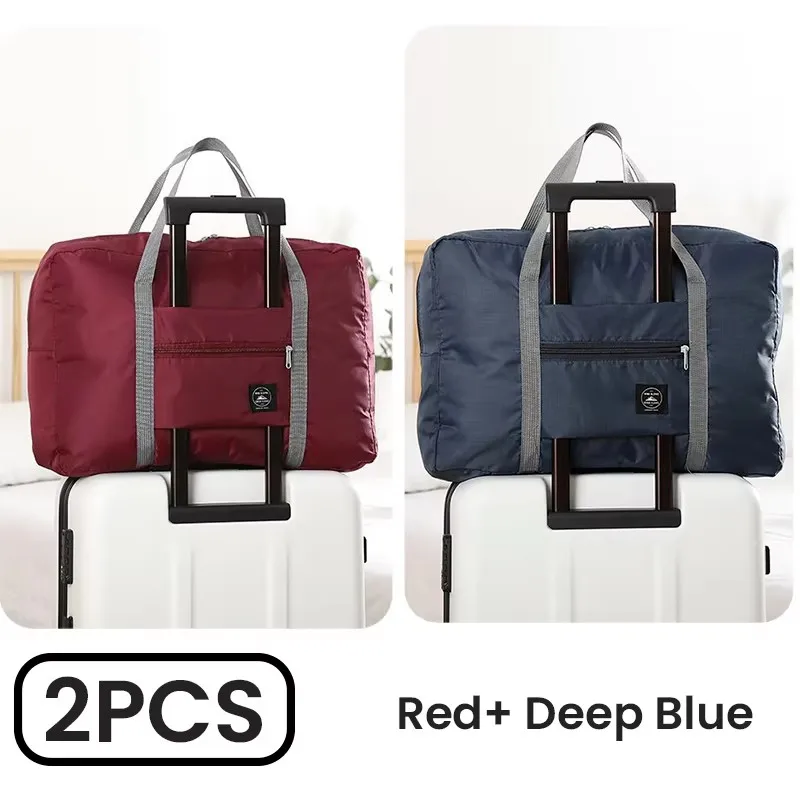 Juego de 2 piezas de bolsa de equipaje plegable adecuada para equipaje de mano de línea aérea, bolsa de equipaje de noche para hospitales de fin de semana, bolsa de equipaje de gimnasio,