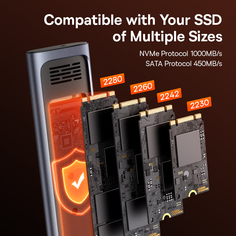 Baseus M2 SSD Case NVMe SATA protocolo Dual 10Gbps M.2 a USB tipo C 3,2 Gen 2 portátil SATA NVMe caja externa SSD