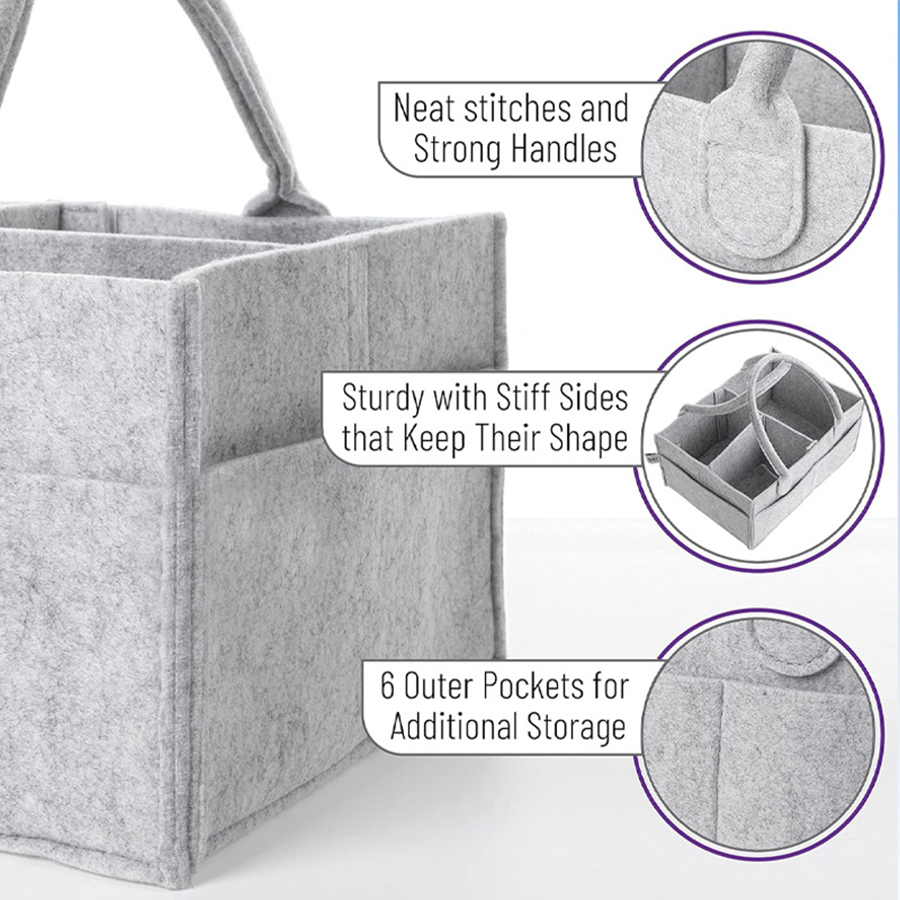 Sac de rangement de couches en feutre pour enfants, divers jouets pour bébés, sac à couches en feutre de grande capacité