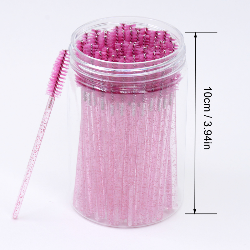 CNKESS 50 Pz/bottiglia Usa E Getta Estensione Delle Ciglia Mascara Bacchetta Glitter Micro Spazzole Per Ciglia Spoolie Con Contenitore Caso All'ingrosso