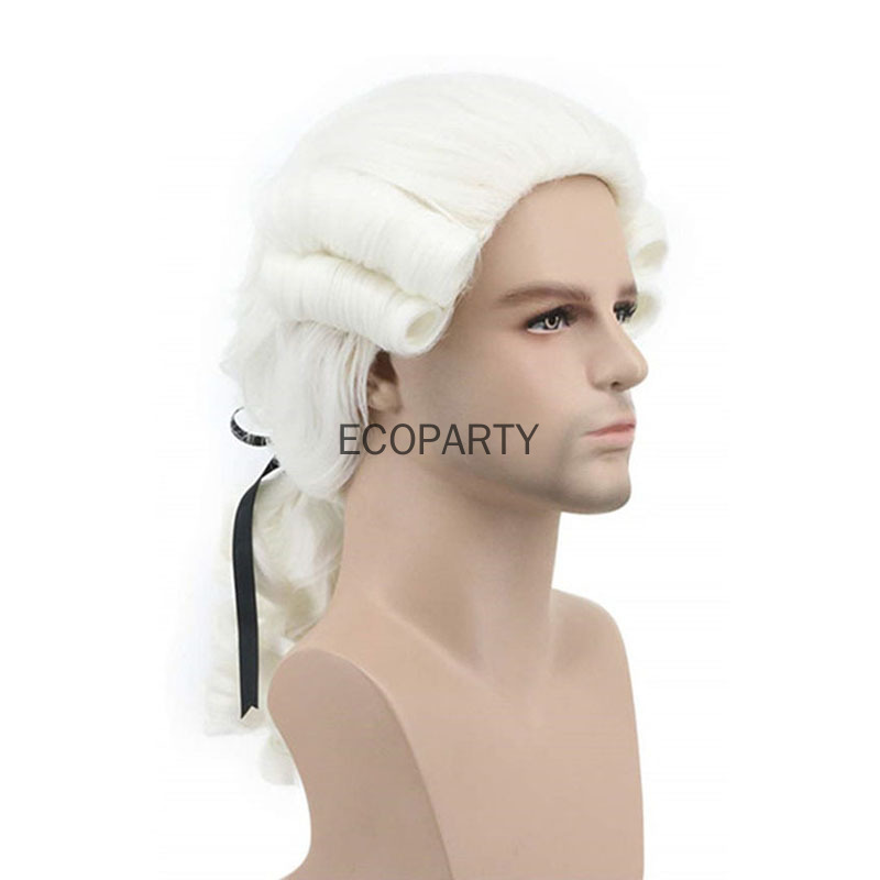Luật Sư Thẩm Phán Baroque Cosplay Bộ Tóc Giả Xoăn Màu Xám Trắng Đen Nam Trang Phục Tóc Giả Cao Cấp Lịch Sử Dài Tổng Hợp Tóc Giả Dành Cho Halloween 2022