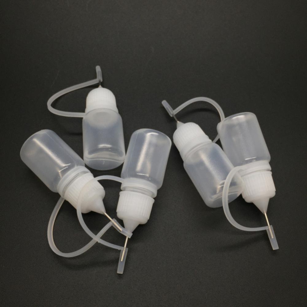5pcs 5ml 10ml 20ml 50ml PE Plastic Squeezable Tip Applicator Bottle Refillable Dropper With Needle Tip Caps For Glue