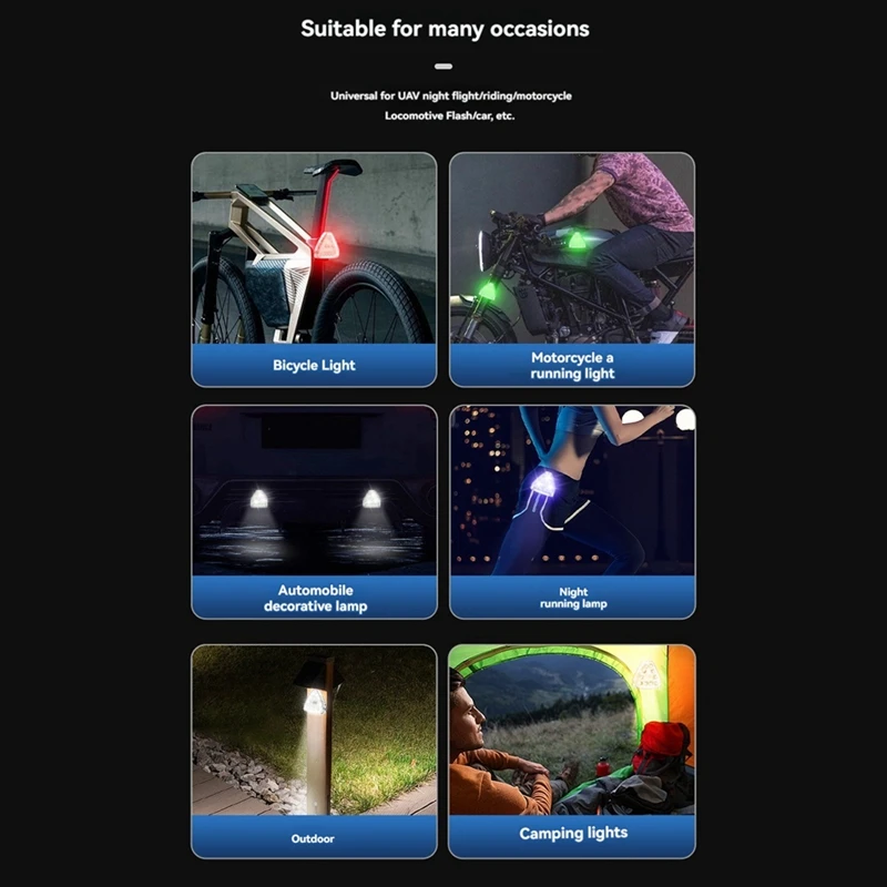 A16Q-LED ストロボライトミニワイヤレスストロボライト USB 充電防水防塵ドローン車トラックバイク RC ボート