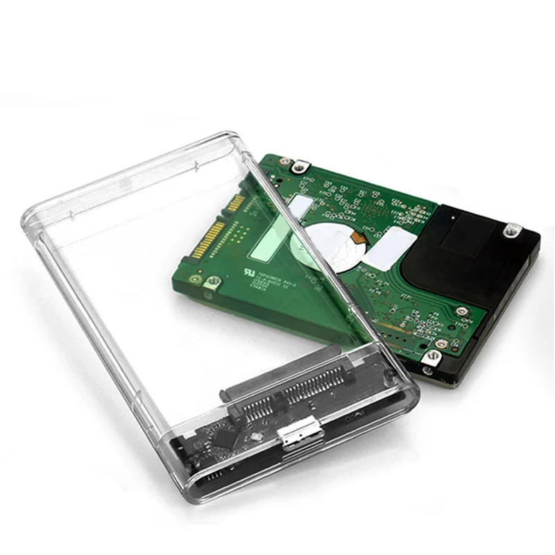 BABQ Transparent Gray HDD Case for Hard Box 2.5 Inch HDD Enclosure SATA to USB 3.0 Type-C 3.1 External Hard Drive Case