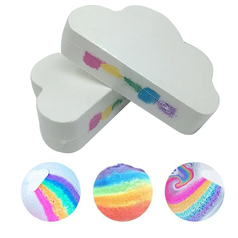 Bola de bombas de baño de burbujas hidratante exfoliante de sal de baño de arcoíris de nube natural para el cuidado de la piel