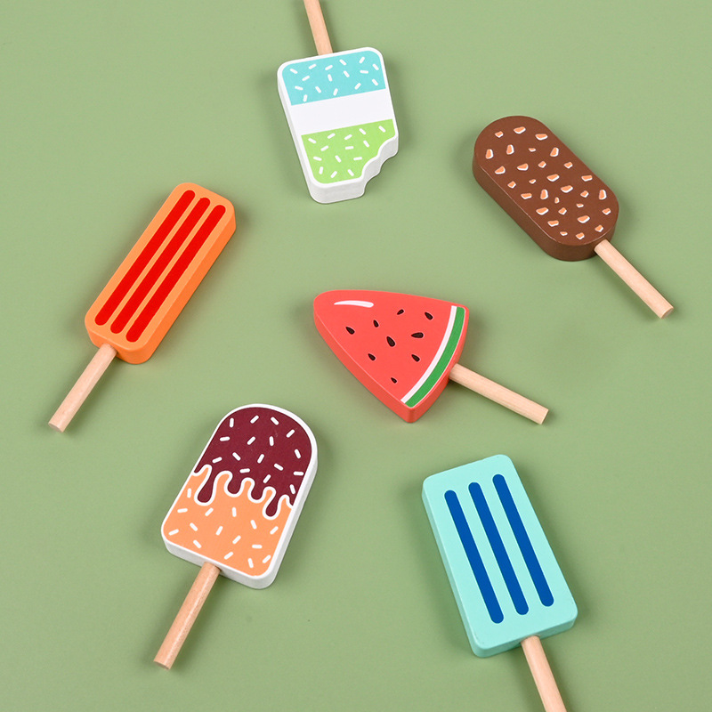 Giocattoli per gelato Montessori in legno I più piccoli fingono di giocare Simulazione Gioco alimentare Accessori da cucina Giocattoli per 3 4 5 anni