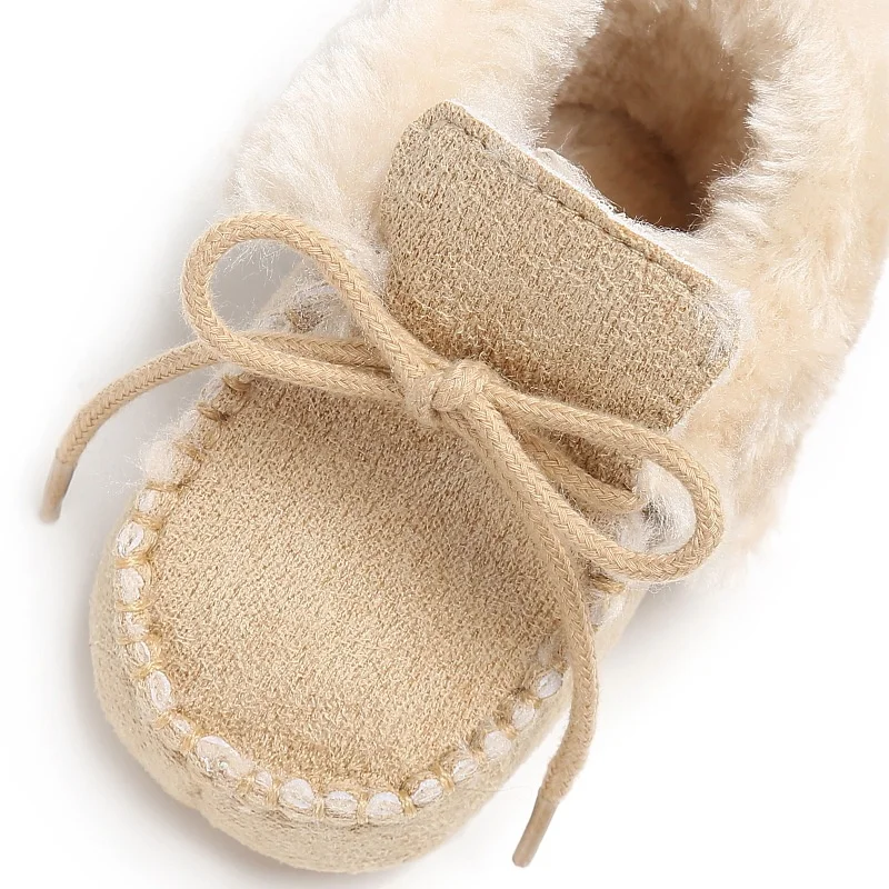Sapatos de caminhada de algodão para bebê da origem com sola macia, botas de neve quentes de outono e inverno, sapatos de caminhada confortáveis para bebês