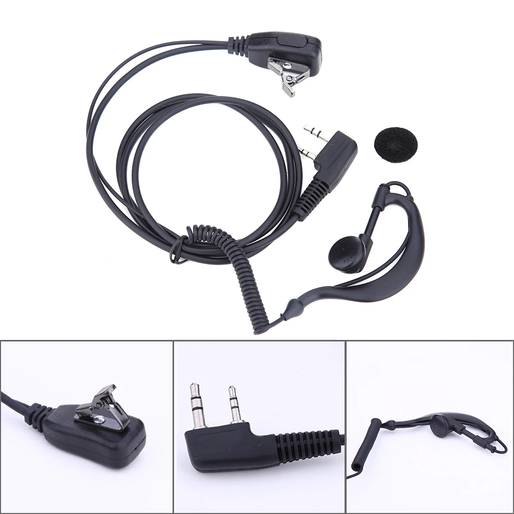 5-1PCS 2 PIN słuchawka douszna PTT MIC 1m zaczep na ucho Walkie Talkie słuchawka douszna słuchawka douszna do BAOFENG UV5R/KENWOOD/HYT