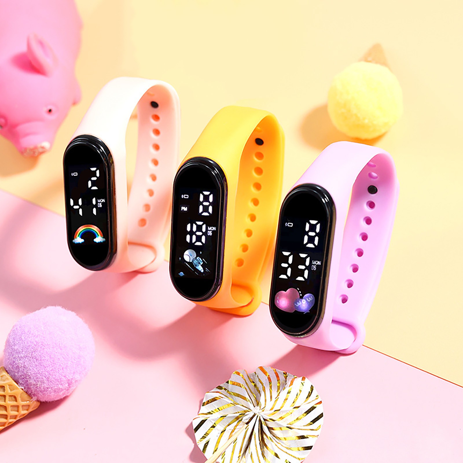 Reloj inteligente Kawaii para niños, relojes digitales para niños, relojes deportivos impermeables para niños, relojes para niños y niñas, reloj de silicona