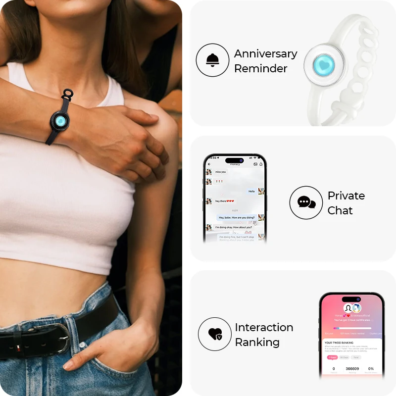 Смарт-ювелирные изделия Totwoo для пар, сенсорные браслеты с Bluetooth и управлением через приложение, романтический подарок на большие расстояния для подруги