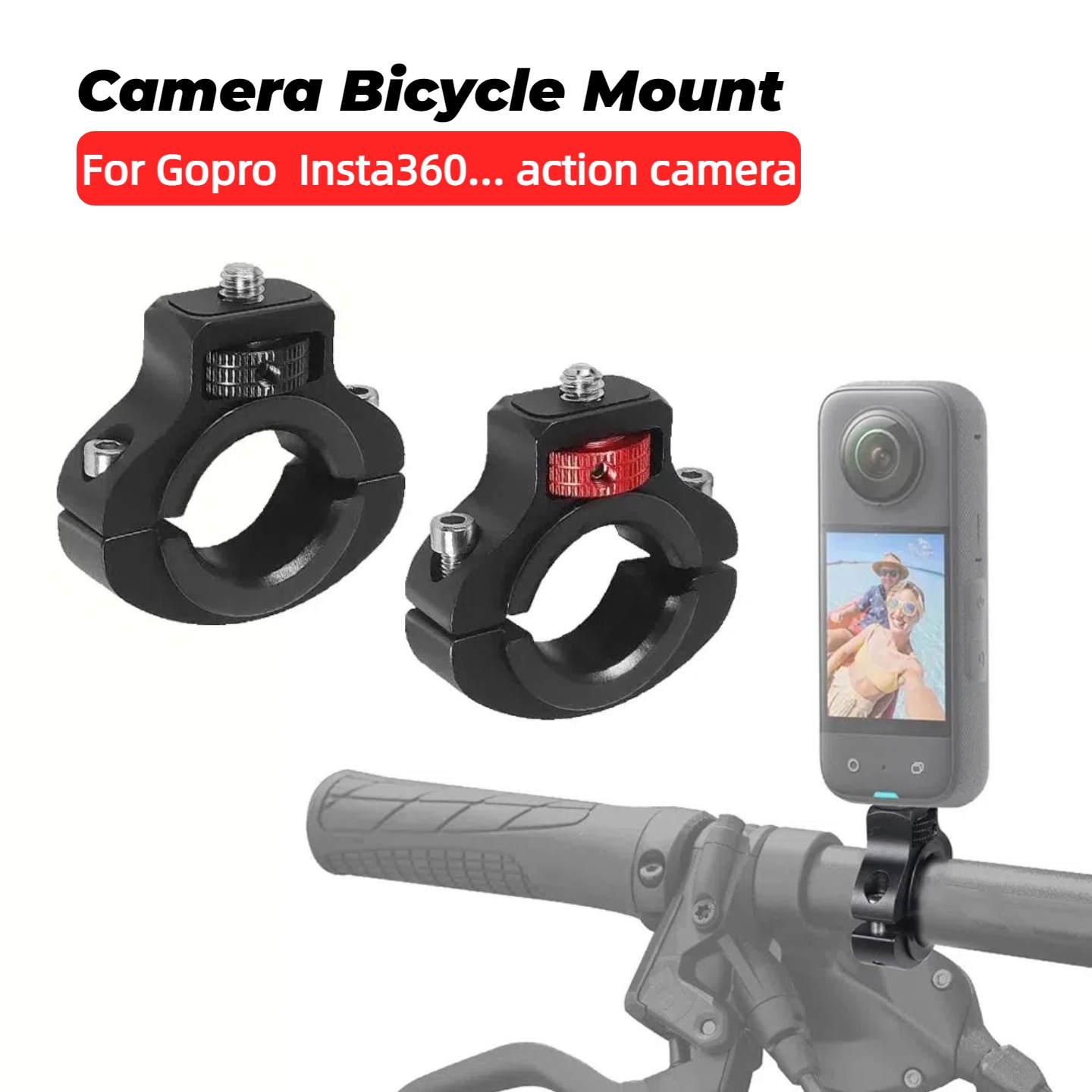 Soporte de Clip para manillar de bicicleta y motocicleta, abrazadera para tija de sillín de bicicleta con tornillo 1/4 para Gopro 12 11 para Insta360 X3, soporte para teléfono GPS