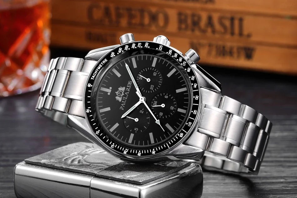 Reloj automático para hombre, mecánico, luminoso, de acero inoxidable, azul, café, marrón, velocidad
