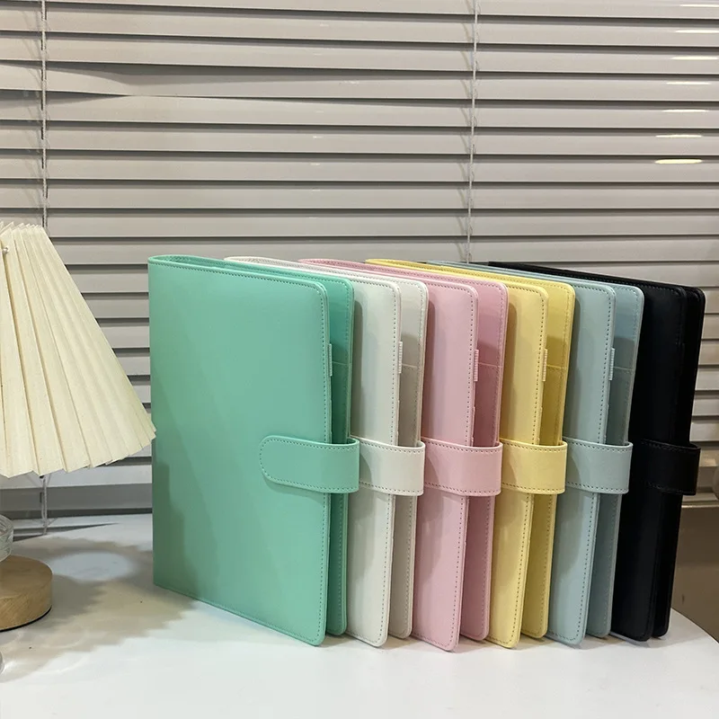 A6/A5 Macaroon 18 สี PU หนัง DIY Binder Photocards รวบรวมหนังสือ Diary Agenda Planner Bullet ปกอัลบั้มเครื่องเขียน
