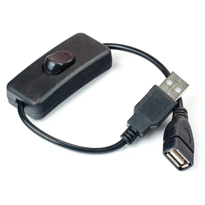 Cable de extensión de interruptor USB de 28cm, compatible con transmisión de datos y fuente de alimentación con interruptor de encendido/apagado para tiras LED, dispositivos USB