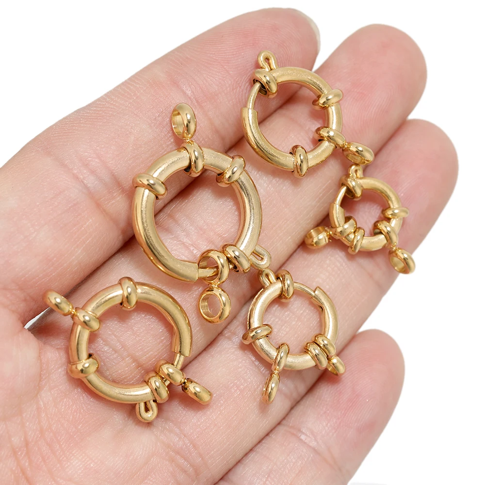 4 pçs de aço inoxidável redondo primavera anel fechos diy clavícula colar ganchos jóias fazendo 8 conectores descobertas pulseira suprimentos