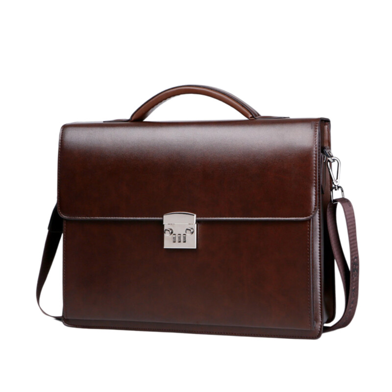 Men's Premium Business Briefcase with Lock Expandable Laptop Bag for Work, Professional Executive Office Messenger Bag