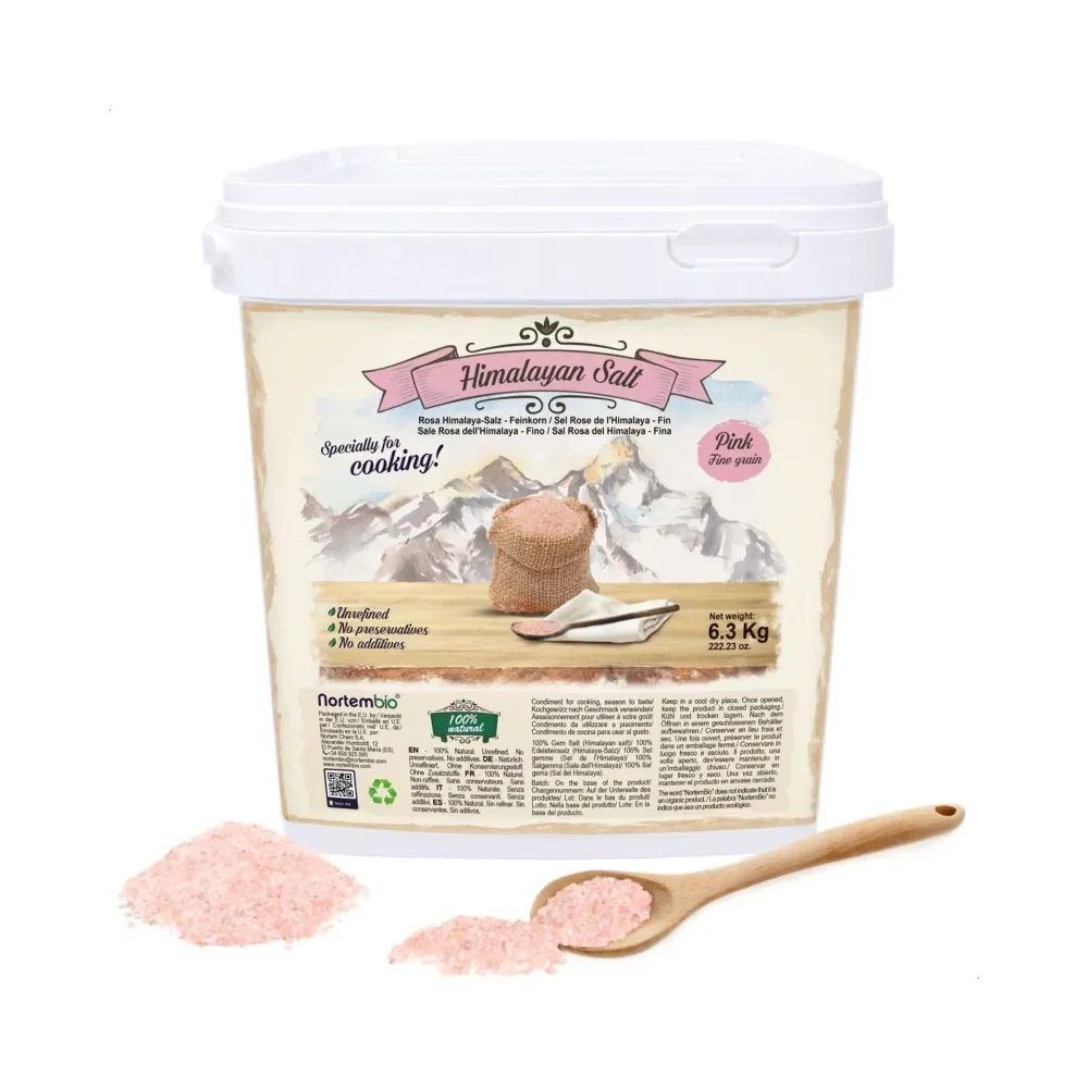 Nortembio Sal Rosa del Himalaya 6,3 kg. Fina. 100% Natural. Sin refinar. Sin aditivos ni conservantes. Cocina Sana. Calidad Gourmet.