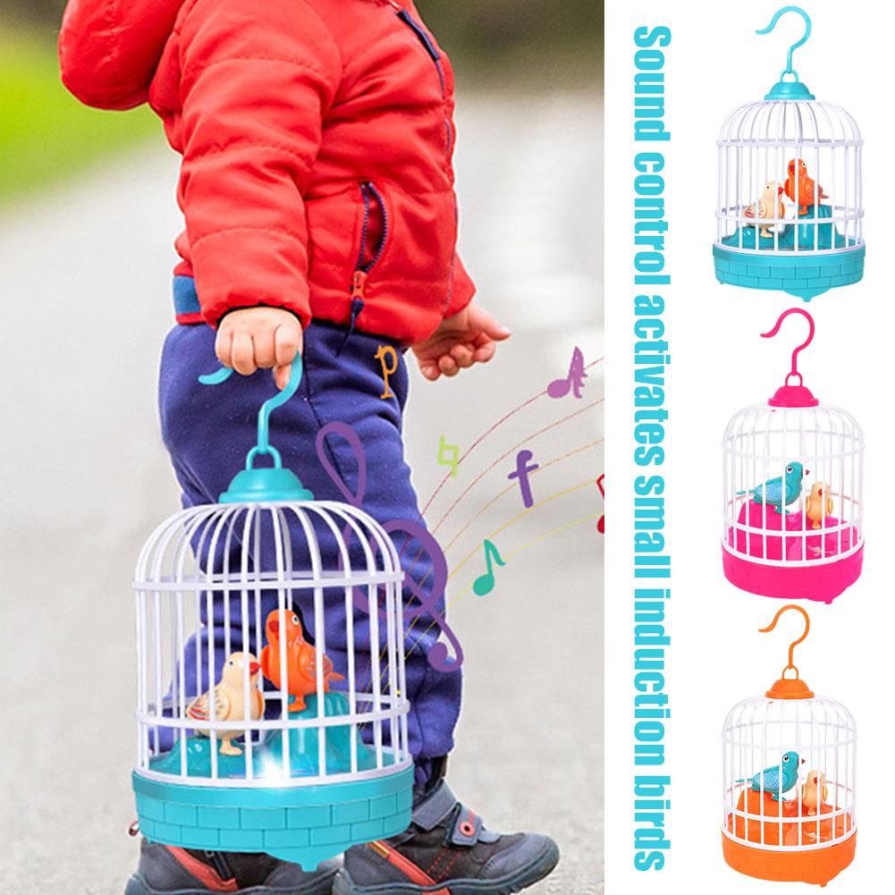 Voice-activated Induction Birds Birdcage Toy Mini Children Electronic Simulation Bird Cage Toy With Sound Realistic Voice Parrot