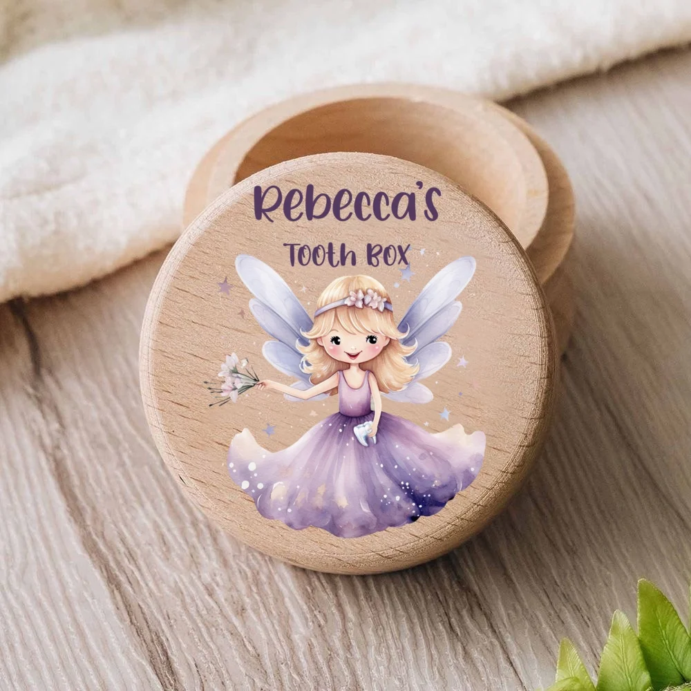 ส่วนบุคคล Custom ชื่อสาวฟัน Fairy กล่องนมฟันเก็บฟันสะดือ Save กรณี Keepsake ของขวัญอาบน้ําเด็ก