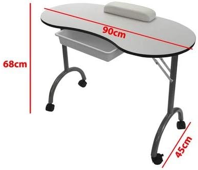 White Portable Foldable Mobile Manicure Nail Art Beauty Salon Table Desk With Pull Out Drawer + Wrist Rest + Carry Bag
