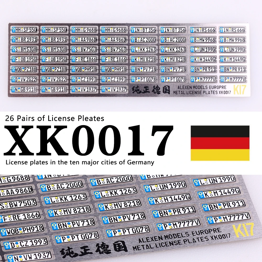 1:64 модель автомобиля из сплава Alexen XK0001-XK0023 металлический номерной знак номерной знак 1/64 модель аксессуары инструменты для изготовления хоббиста DIY