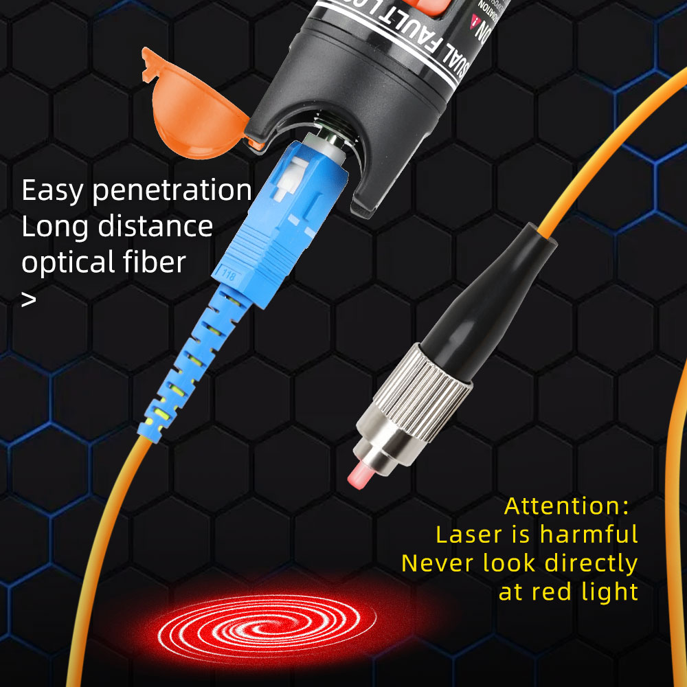 Nuevo diseño puntero láser rojo 50mW VFL localizador Visual de fallos probador de Cable de fibra óptica rango de 50mw FC/SC/ST óptico