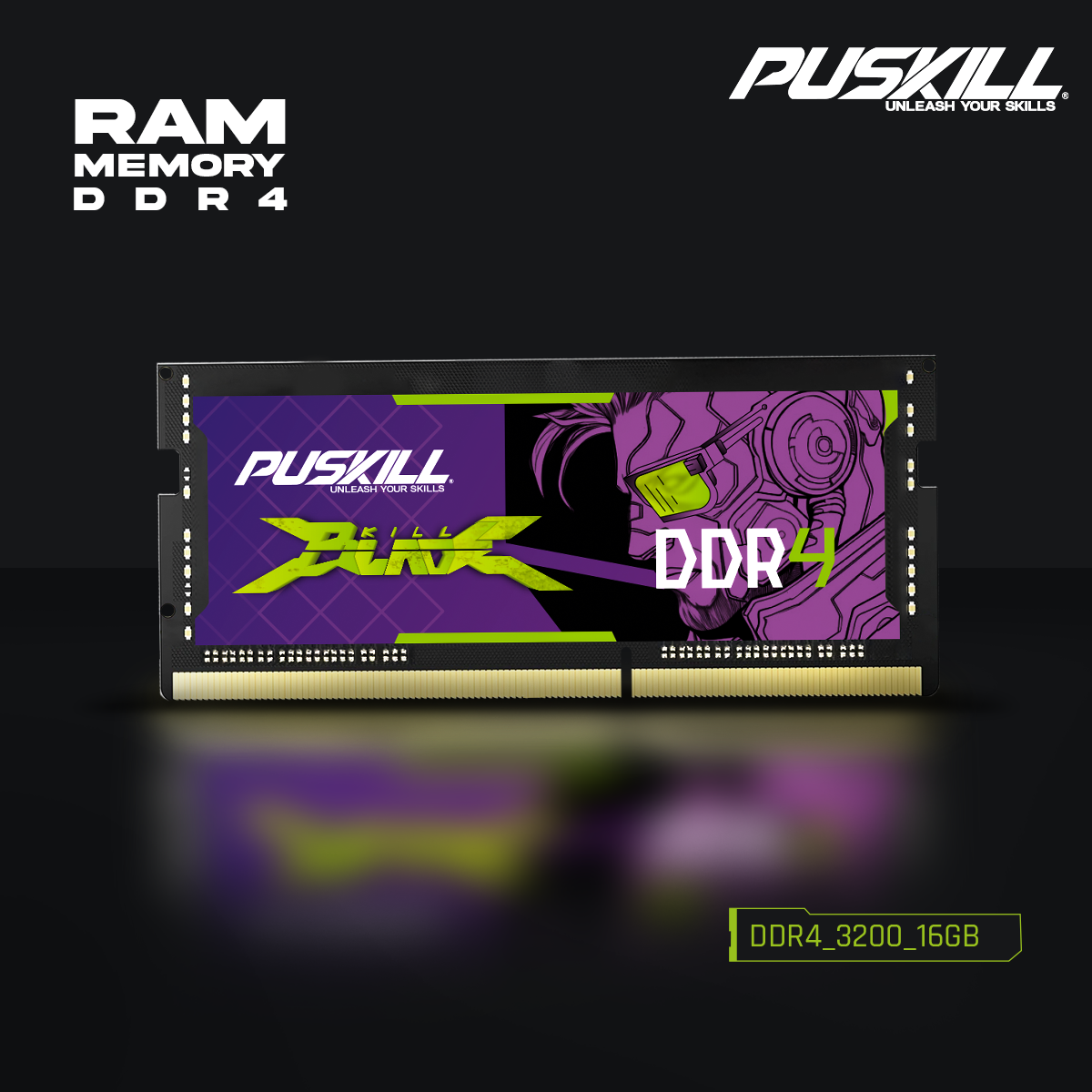PUSKILL Notebook DDR4 RAM 16GB 3200MHz 2666MHz 2400MHz 260-PIN 1.2V Sodimm Laptop Memory