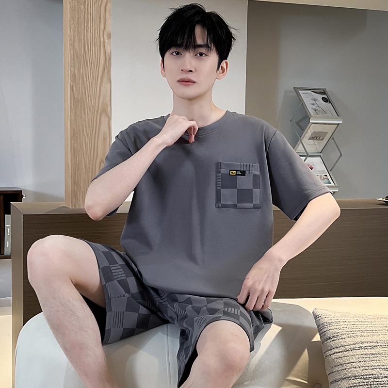 ชุดนอนชายฝ้ายชุดนอน Plus ขนาด L-3XL ชุดนอนชายชุดนอน2ชิ้นชุดพักผ่อน Loungewear ชาย Night เสื้อผ้า