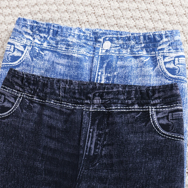 Clearance_Girls' 2pcs Cute Heart & Character Print Soft Knit Leggings - Mock Denim Style - Comfy Summer Outfit_Continuous update