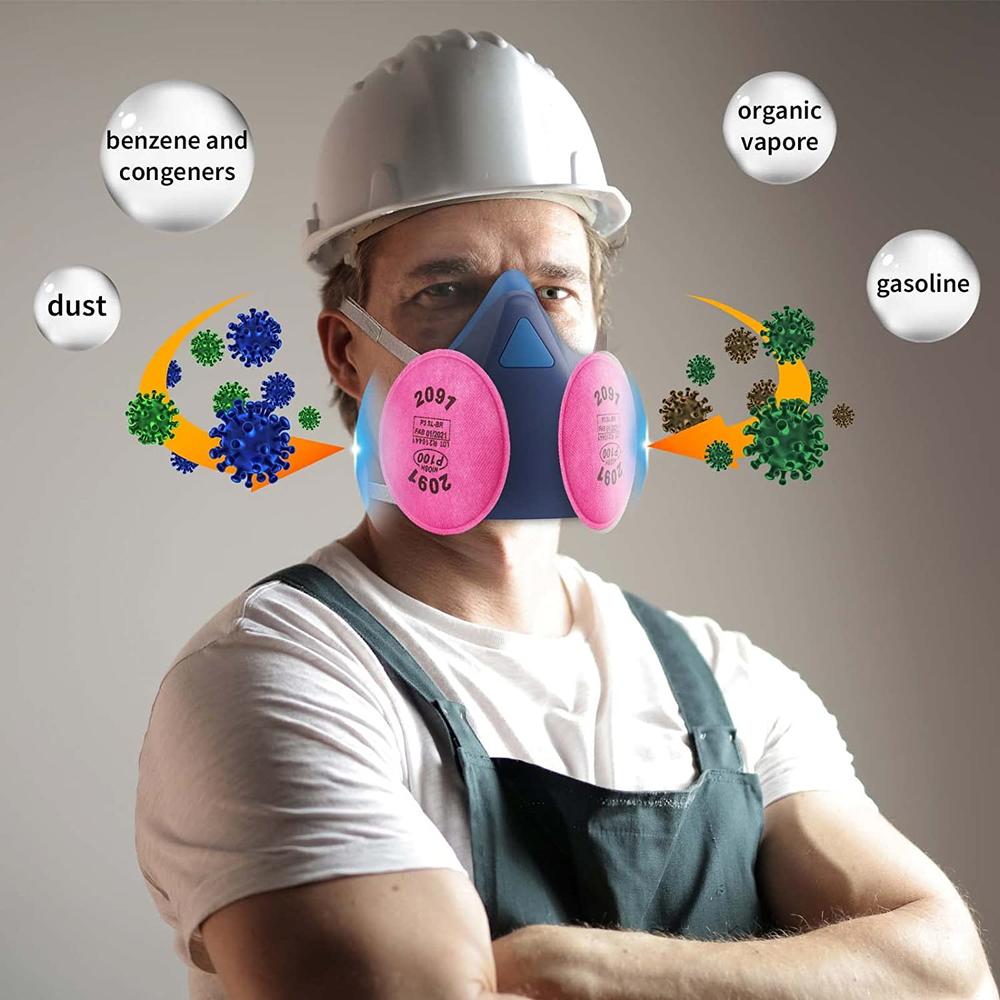 Maschera antipolvere Vernice spray 6200 con 2091 P100 Filtro antiparticelle Maschera protettiva industriale antipolvere per particelle acide PM2.5