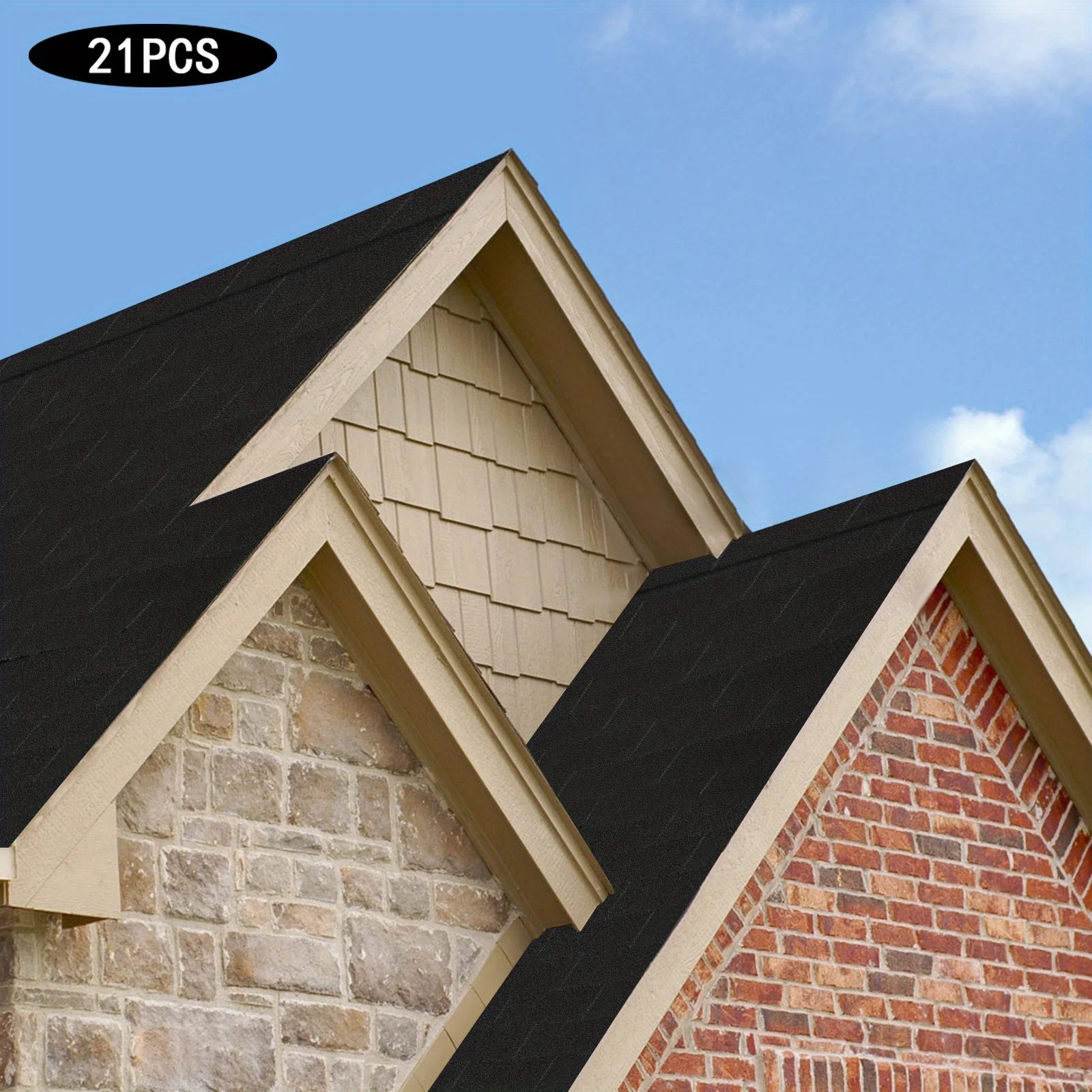 21 pezzi di tegole per asfalto da 100 * 33,3 cm con uno spessore di 2,7 mm - Nero Carbonio Nero