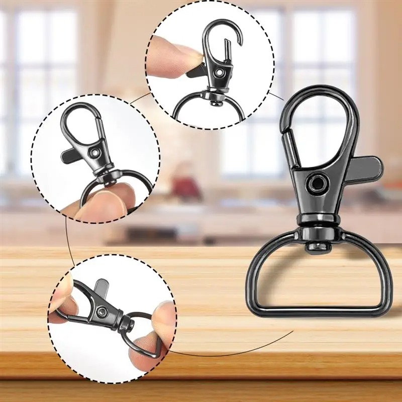 6 pçs fechos giratórios com anéis d cordão snap ganchos chaveiro clipe gancho metal lagosta garra fechos para saco diy acessórios de bagagem