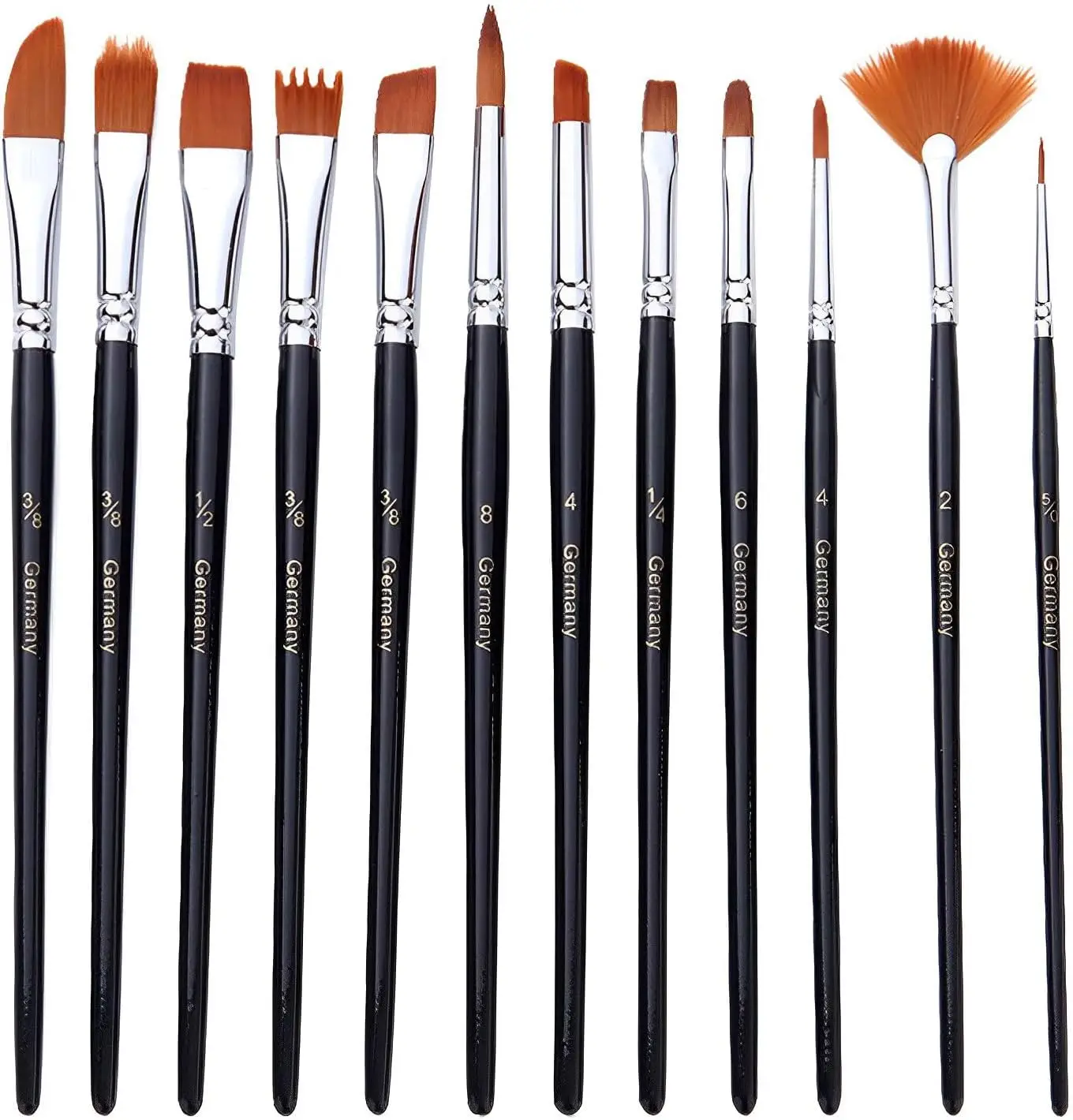 18 Pcs Professional Watercolor Paint Brushes for Artists Different Sizes with Flat Round Pointed Soft Nylon Hair Brushes