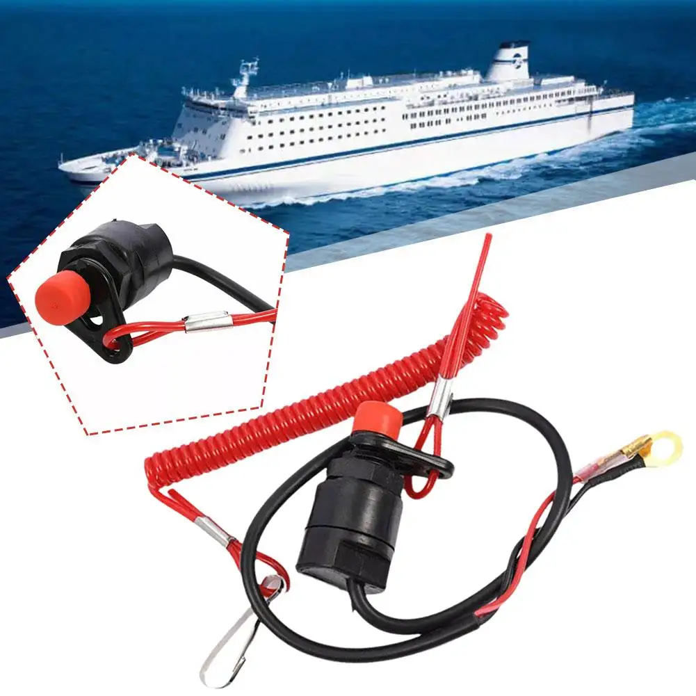 Interruptor de desligamento do motor portátil do barco a motor com corda de segurança, dispositivo de emergência Kill Stop Switch