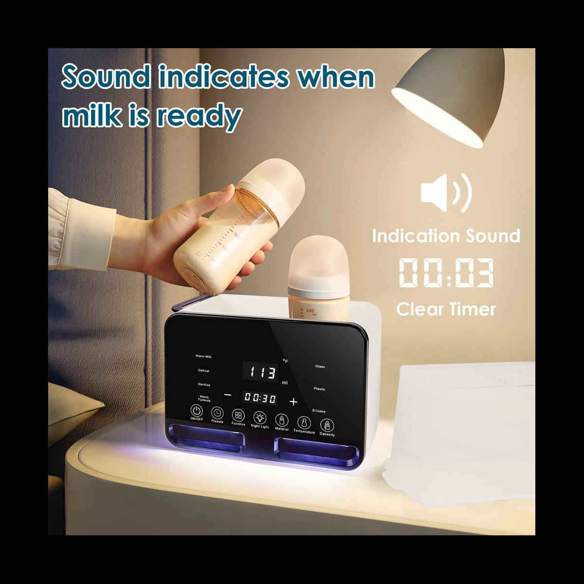 Multifunctionele babyflessenwarmer Pasgeboren baby's Melk Dubbele voedingsflessenverwarmer Sterilisator met nauwkeurige temperatuurregeling