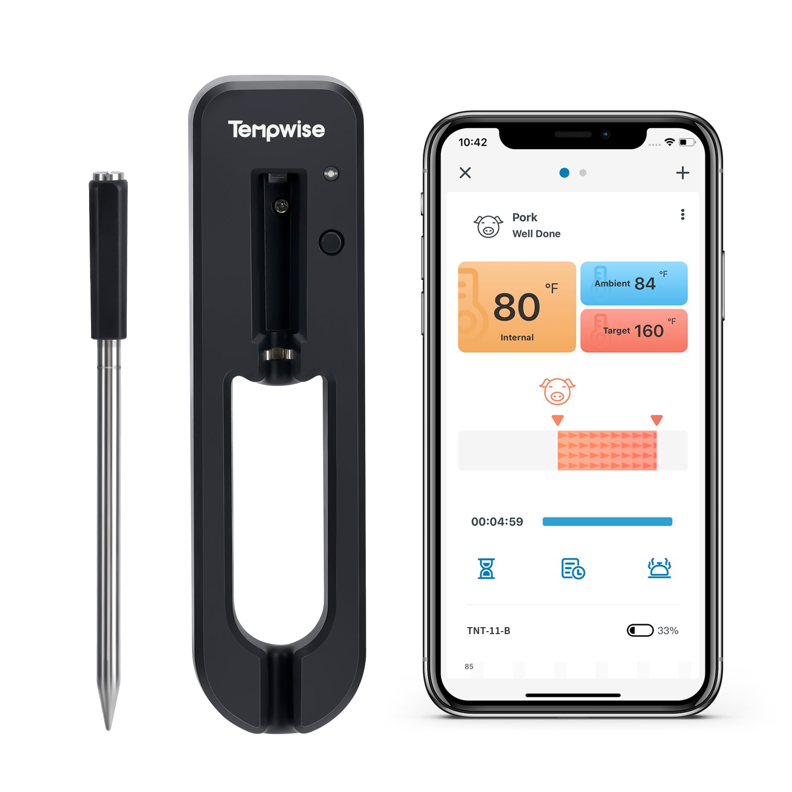 Умный термометр для духовки Tempwise, 30 м, Bluetooth-совместимый контроль, температура, термометры для мяса для плиты, гриля, Sous Vide, курильщика