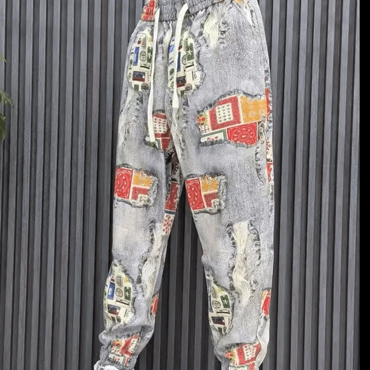 Retro bemaltes Druckset für Männer Modische und vielseitige schöne Jacke Freizeit hose beliebtes zweiteiliges Set