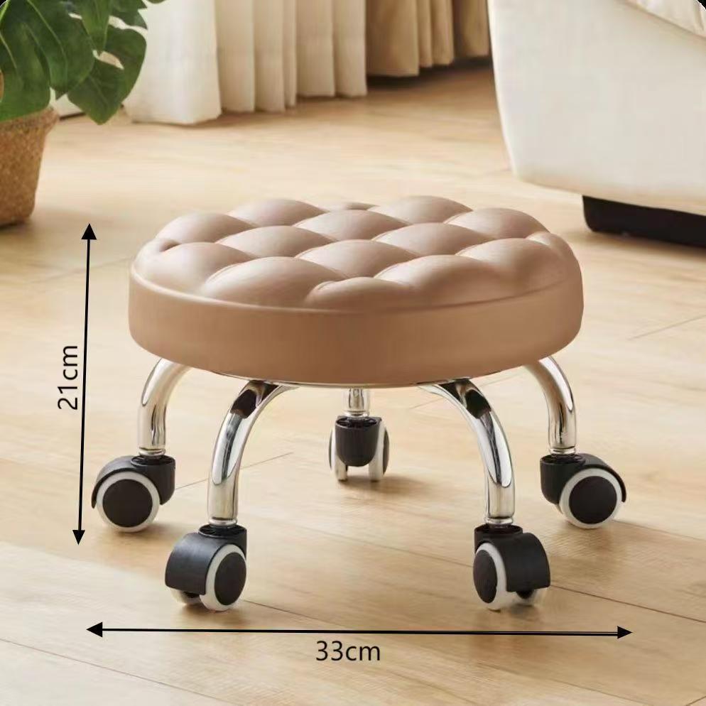 Taburete pequeño con rueda Universal, cómodo banco móvil sedentario para el hogar con polea de ruedas, taburete bajo con taburete redondo para bebé
