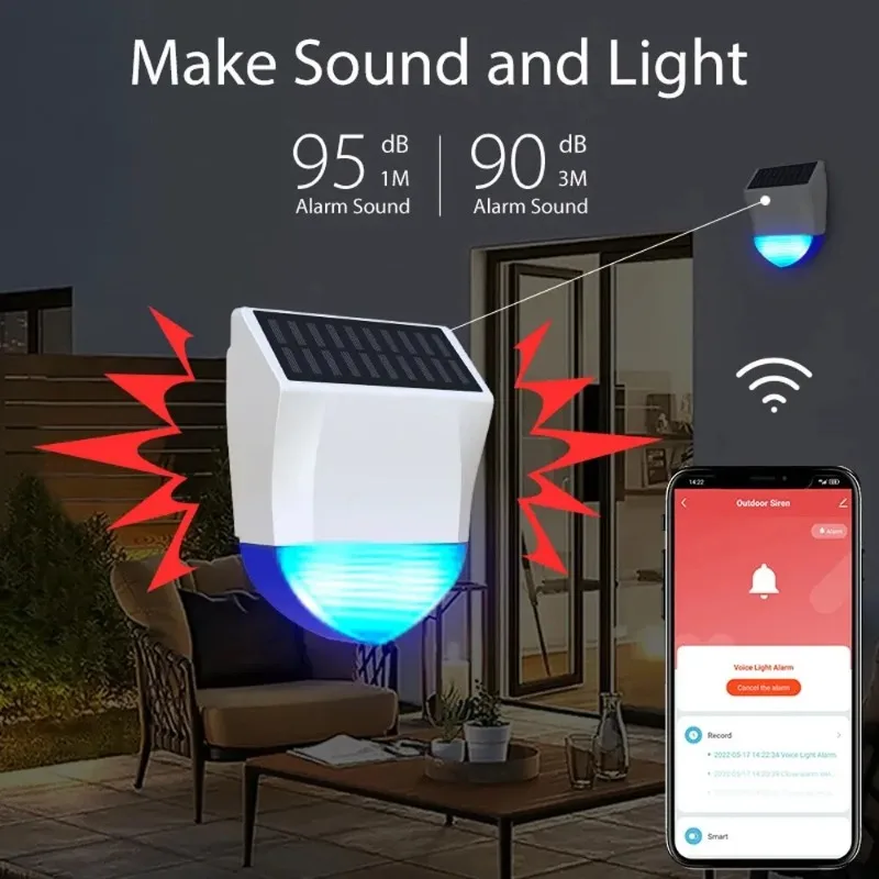 Tuya Smart Voor Zigbee/Wifi Sirene Alarm Waterdicht Buiten Met Zonne-energie En USB Voeding Optionele Afstandsbediening 95dB