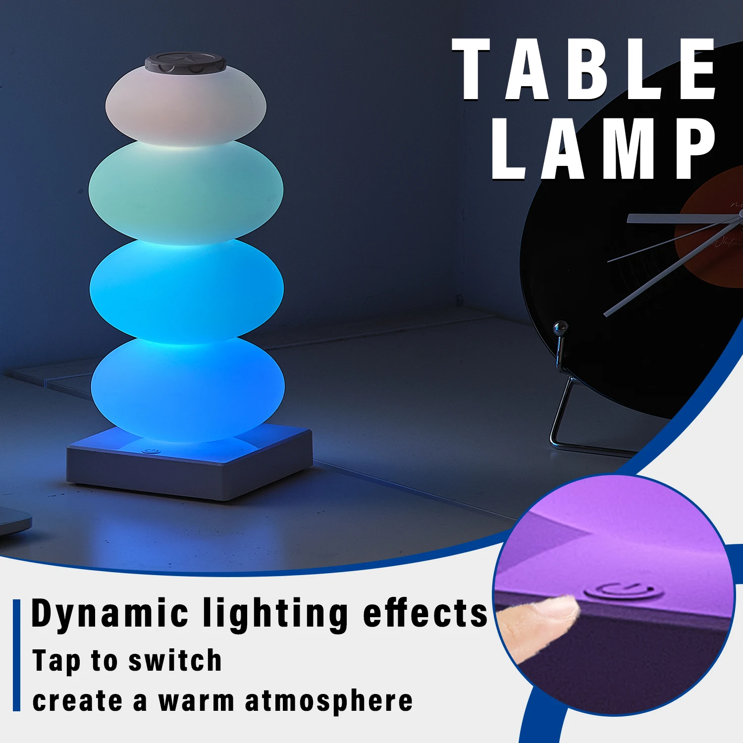 Mesita de noche para dormitorio, luz decorativa DIY, lámpara de mesa que cambia de color RGB, luz LED de 16 colores, Interruptor táctil, luz de paso múltiple