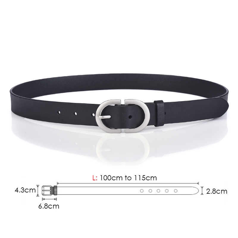 VATLTY 2022 女性の革ベルト 2.8 センチメートル天然牛革シルバー合金バックル薄型ベルト女性ジーンズズボン黒ガードルウエストバンド